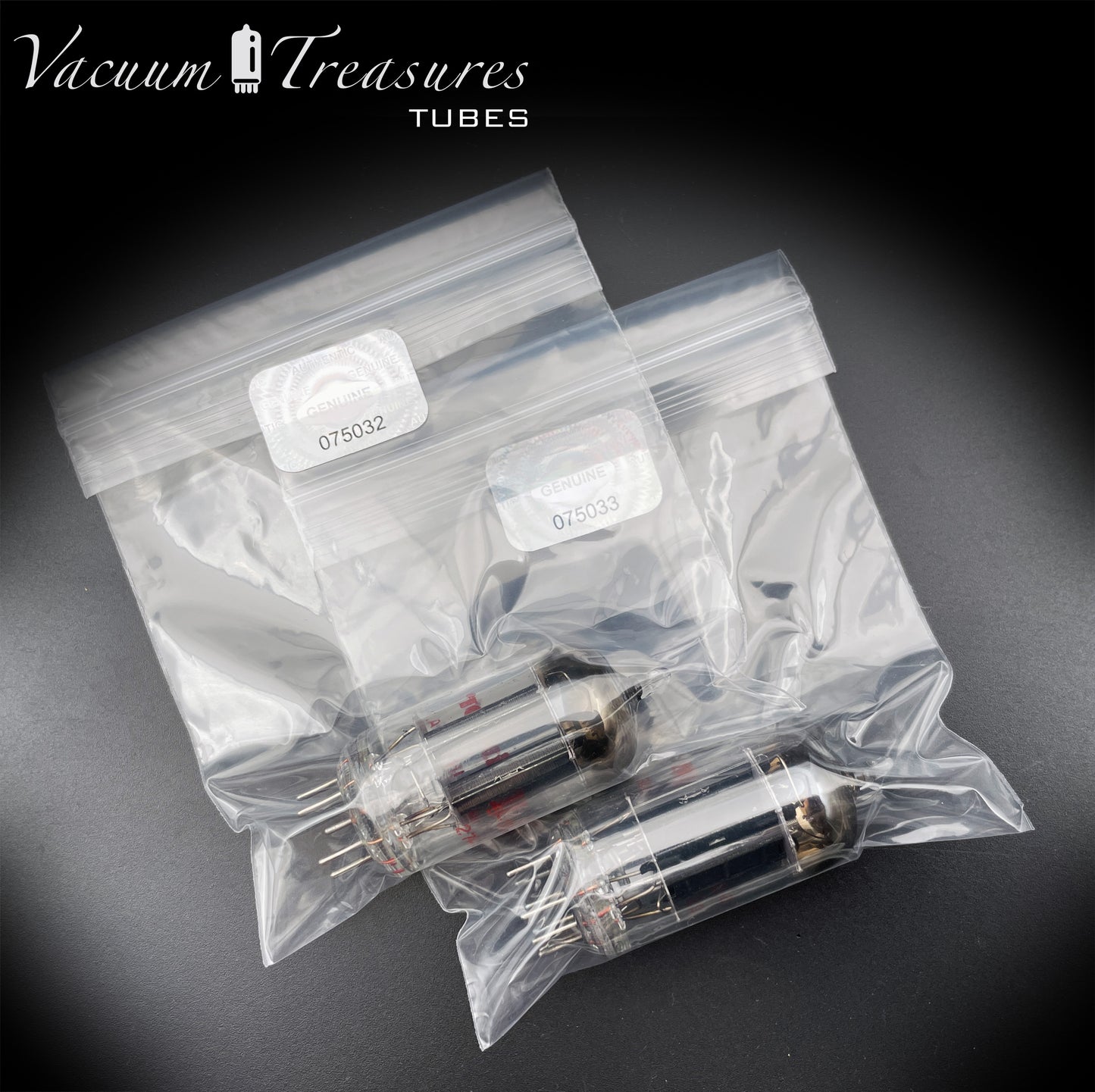 12AX7 / ECC83 Webcor by RCA Matched Pair Long Black Plates Square Tilt getter Made in USA '55