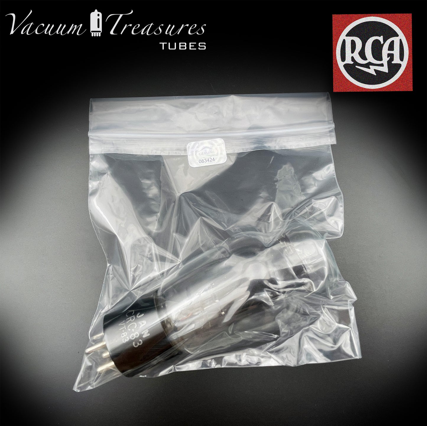 JAN CRC 83 ( VT-83 ) NOS RCA Black Plates Hanging Filaments Foil Getter Tube Rectifier Made in USA '44