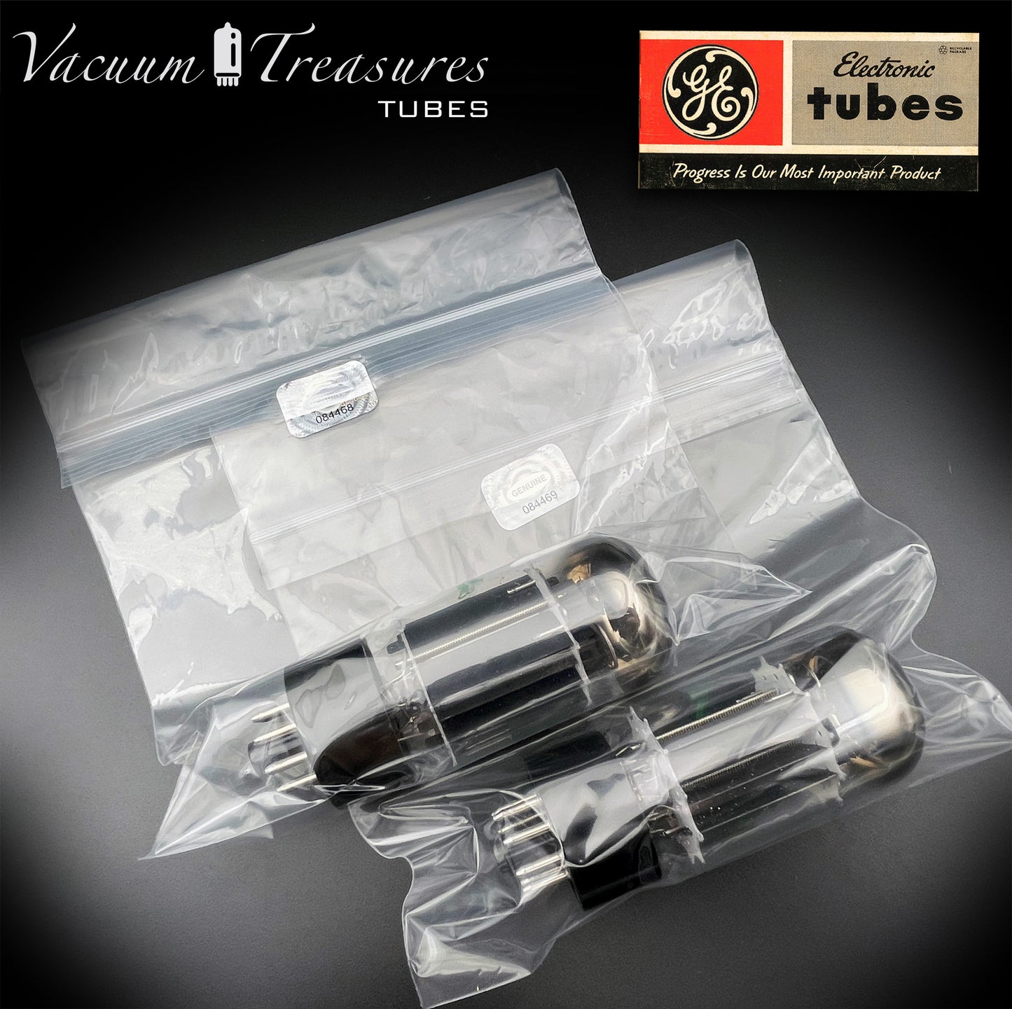 6AS7GA / 6080 GE NOS NIB Black Plate Green Print Matched Pair AMPLITREX Tested