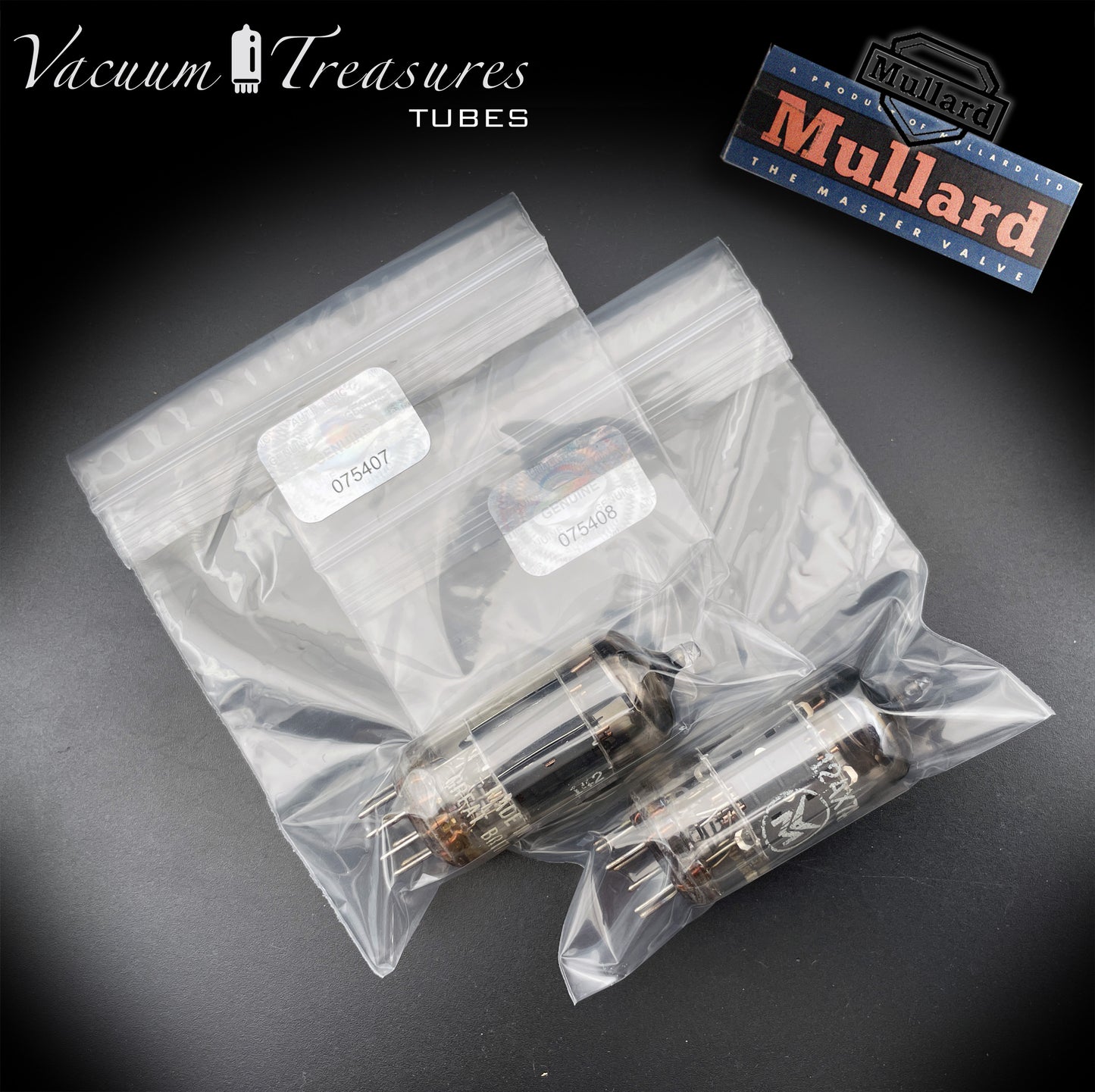 12AX7 / ECC83 MULLARD Blackburn Short Gray Plates Halo Getter - Same Code I61 B1C - AMPLITREX Tested Pair - Low Noise & Microphonics