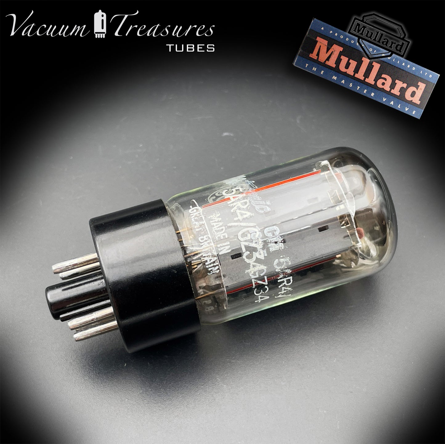 GZ34 / 5AR4 MULLARD NOS Brand GE Blackburn f32 Copper Plates – 7 Notches – Made in Great Britain '65