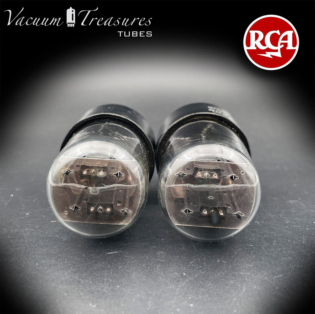 6SN7GT RCA Radiotron Matched Pair Silver Logo Black Plates D Getter AMPLITREX Tested Low Noise & Mic Tubes