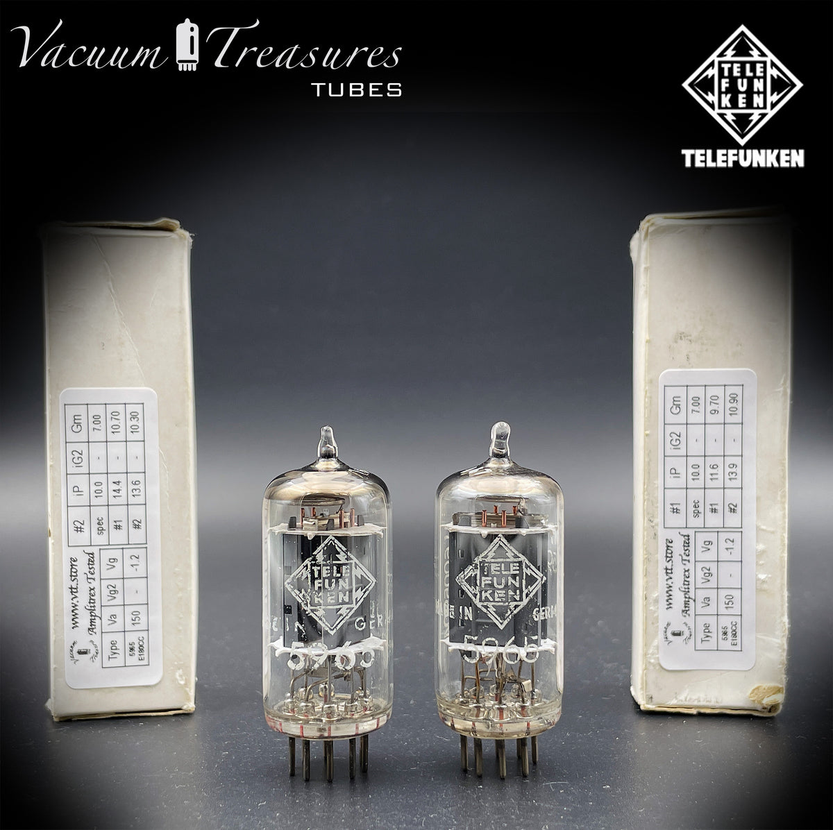 5965 / E180CC NOS TELEFUNKEN Matched Pair Diamond Bottom Made in GERMANY
