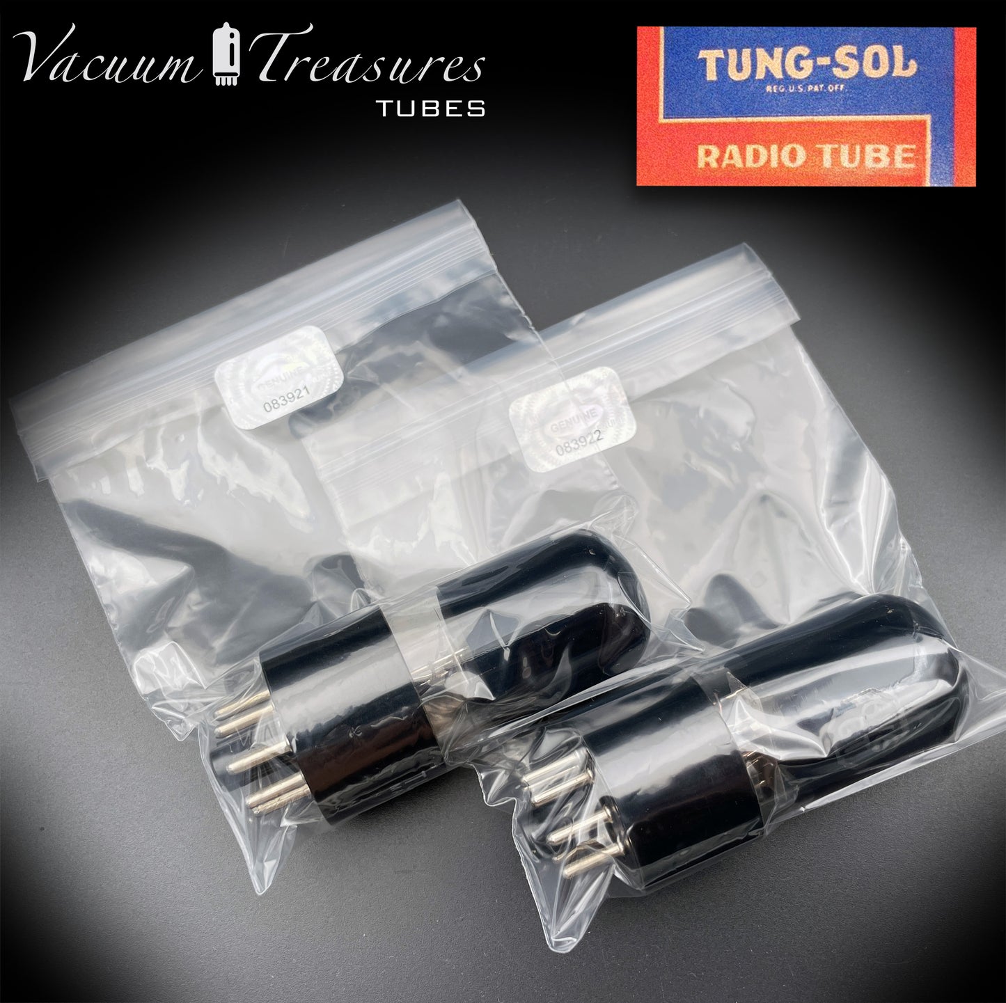 6V6GT ( VT-107A ) TUNG-SOL NOS NIB Black Glass Square Getter Matched Tubes MADE IN USA '55