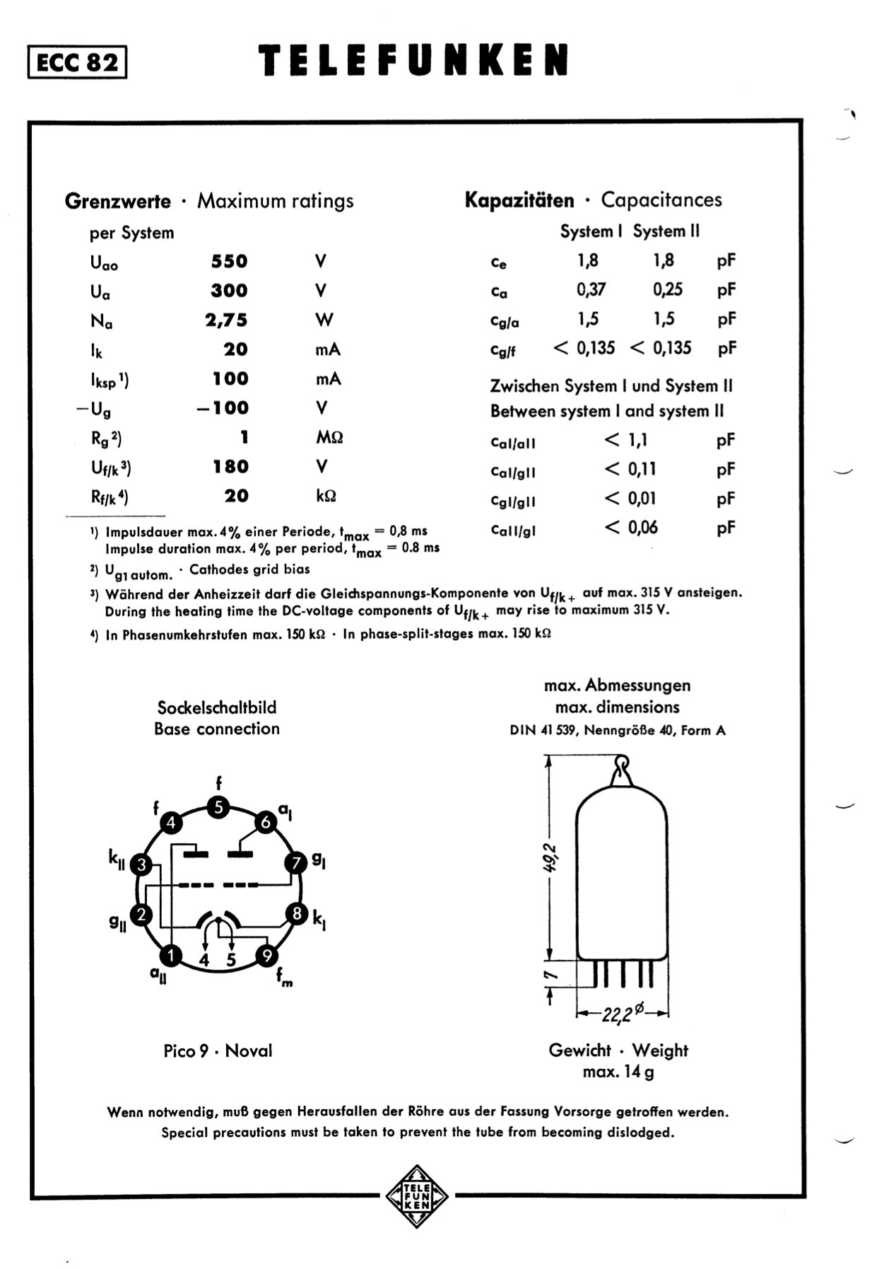 12AU7 / ECC82 TELEFUNKEN NOS Matched Pair - Smooth Plates - Made in West Germany