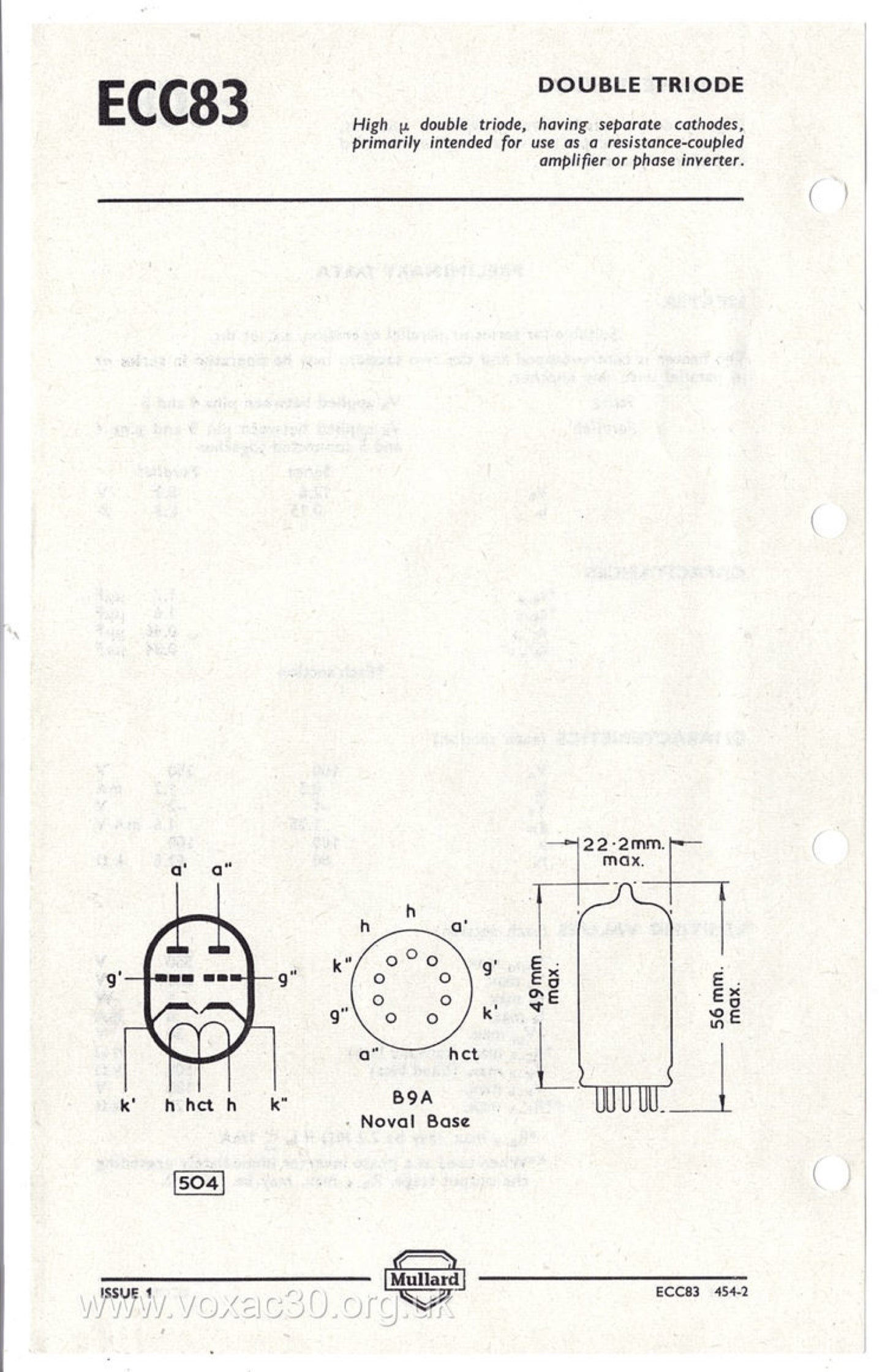 12AX7 / ECC83 NOS MULLARD Blackburn 1959 – Short Gray Plates – Halo Getter – Balanced Section
