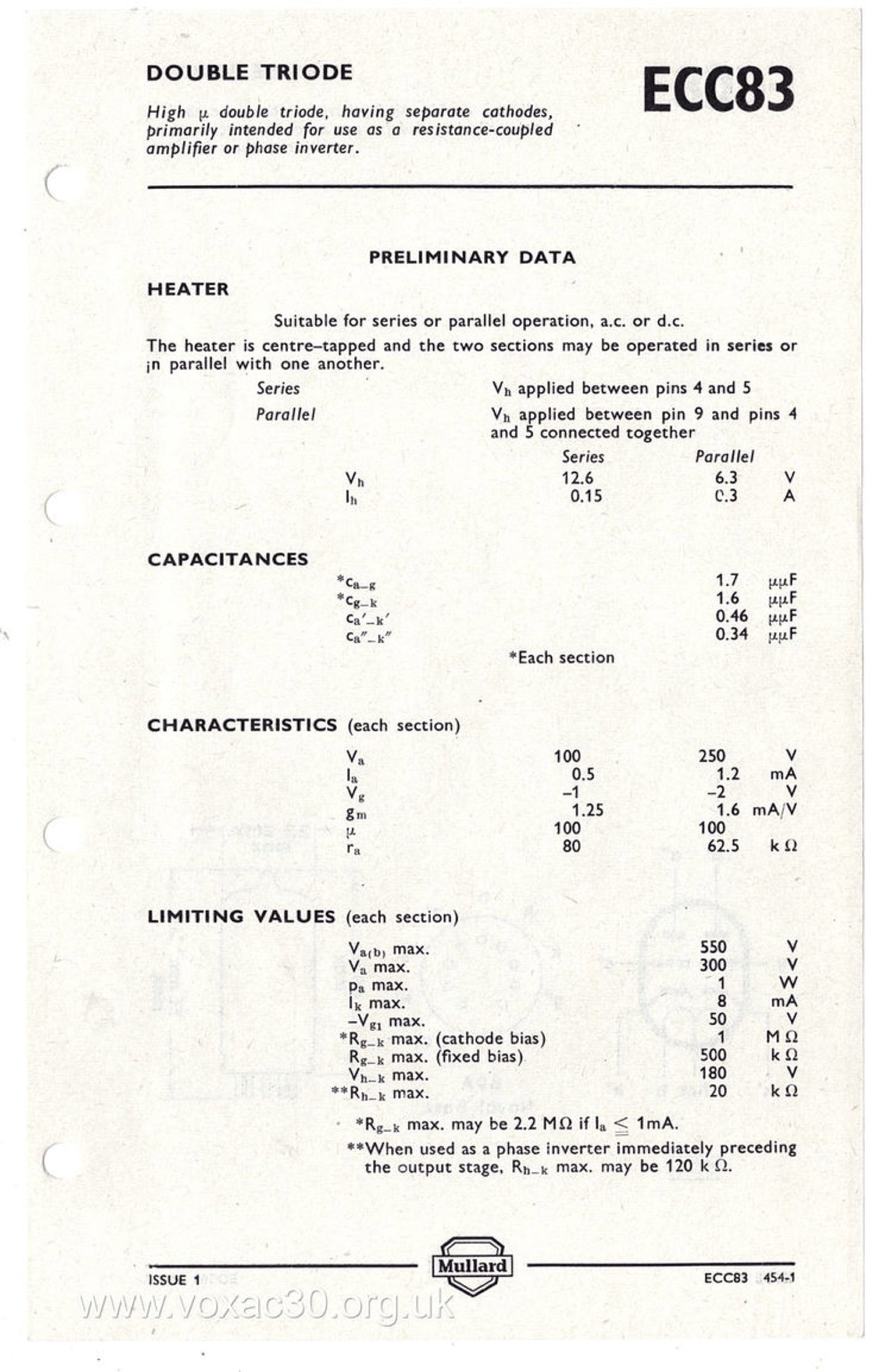 12AX7 / ECC83 NOS MULLARD Blackburn 1959 – Short Gray Plates – Halo Getter – Balanced Section