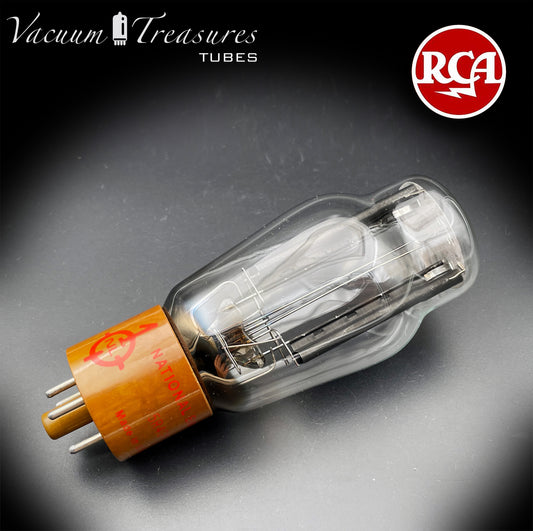 5R4GY INTERNATIONAL (RCA) – Black Plates Brown Base – Hanging Filaments – NOS NIB – Made in USA '50s