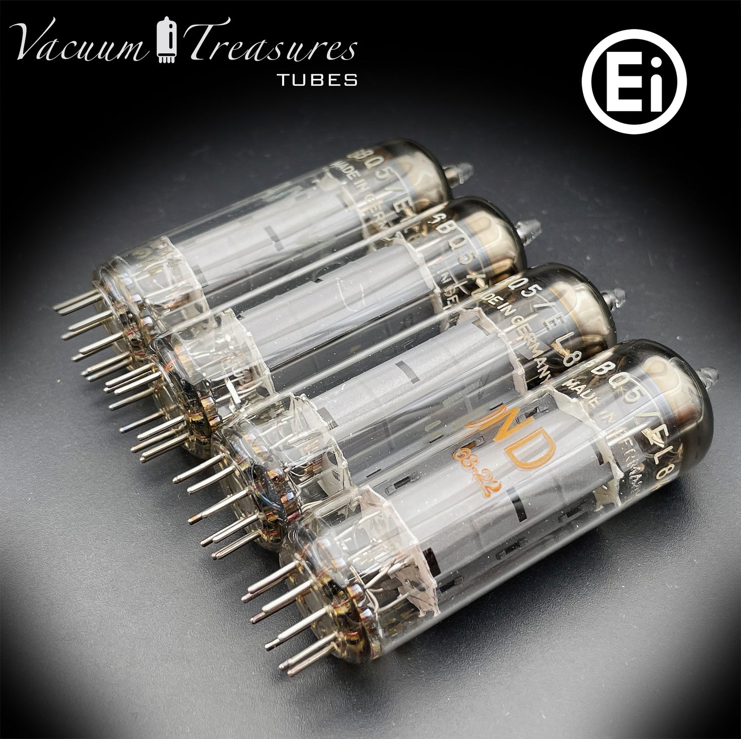 6BQ5 / EL84 HAMMOND by Ei Gray Plates Halo Getter Matched Quad Tubes Made in YUGOSLAVIA