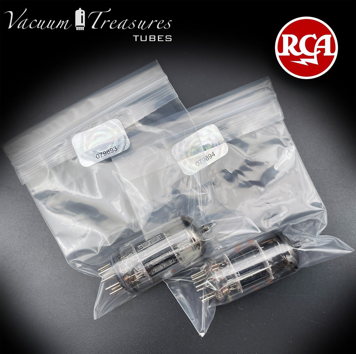 5751 RCA NOS Black Plates Halo Getter Matched Pair Tubes Made in USA