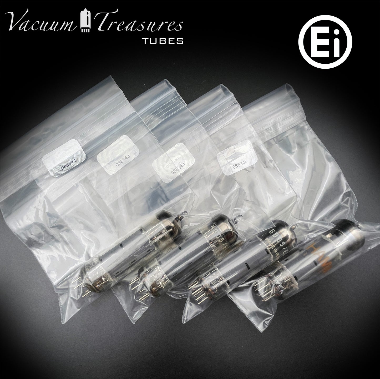 6BQ5 / EL84 HAMMOND by Ei Gray Plates Halo Getter Matched Quad Tubes Made in YUGOSLAVIA
