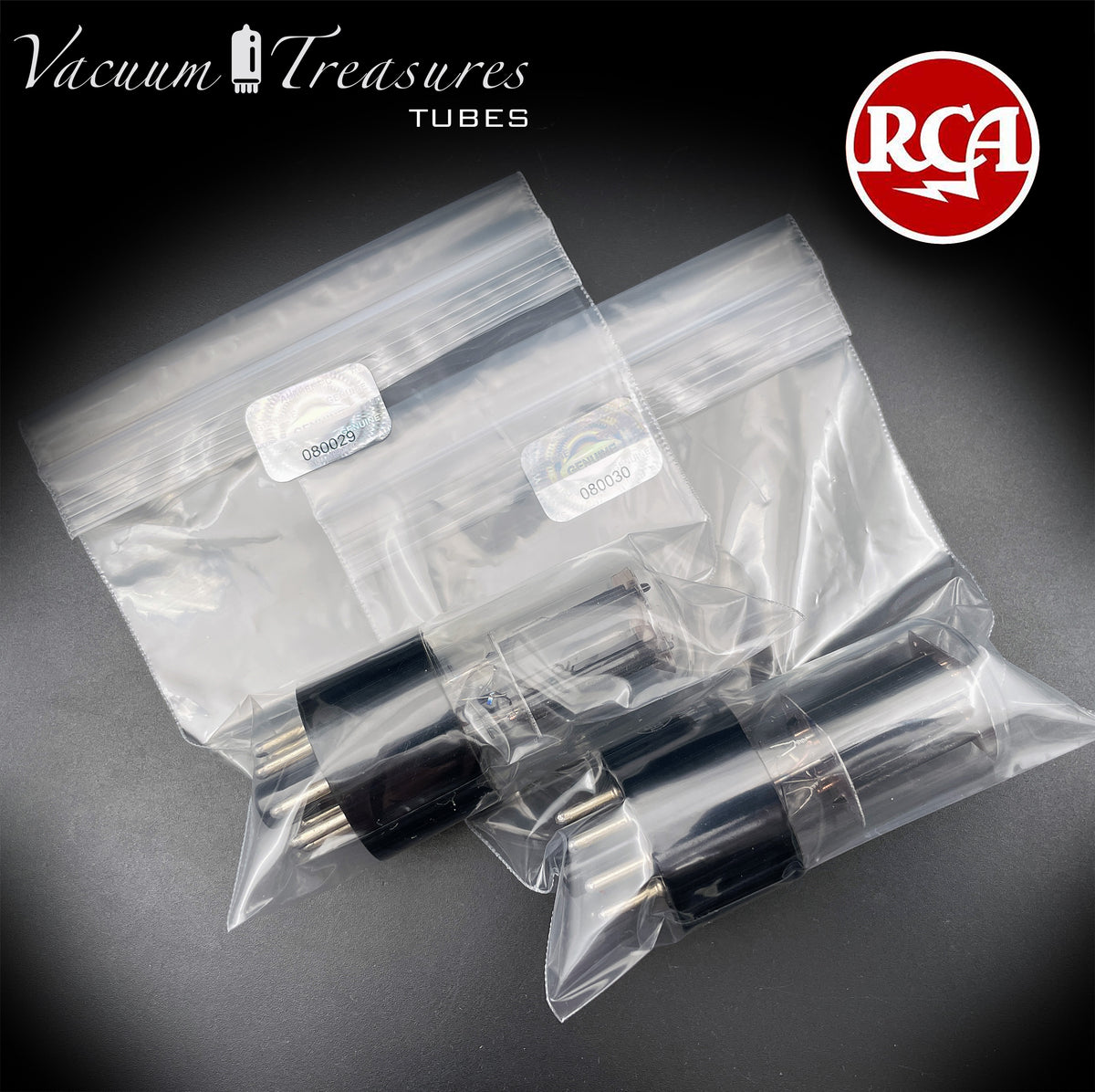 6SN7GT RCA Radiotron Matched Pair Silver Logo Black Plates D Getter AMPLITREX Tested Low Noise & Mic Tubes