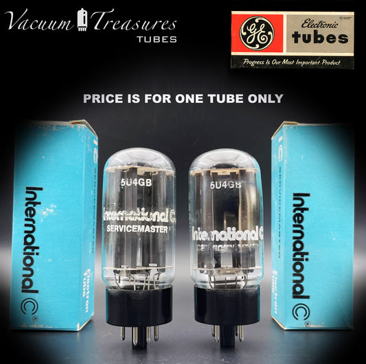 5U4GB 5AS4A International by GE NOS NIB Gray Plates Side Square Getter Tube Rectifier Made in USA