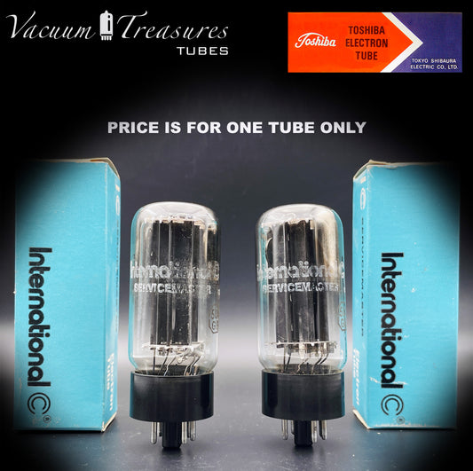 5U4GB 5AS4A NOS NIB International by TOSHIBA Black Plates Tube Top Side Dual Disc Getter Rectifier Made in JAPAN