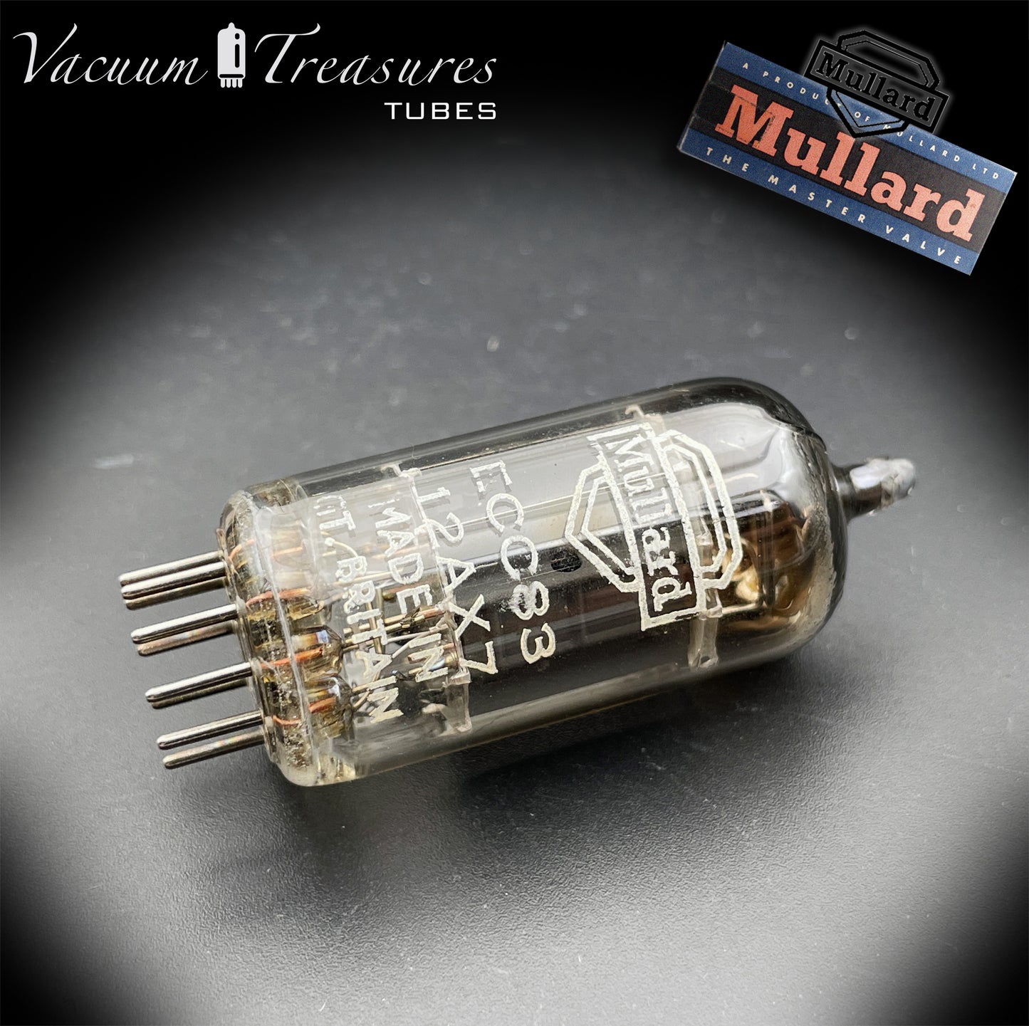 12AX7 / ECC83 Mullard Blackburn MC1 Long Gray Plates Goalpost Getter Made in GT. Britain 1957 Tested Tube