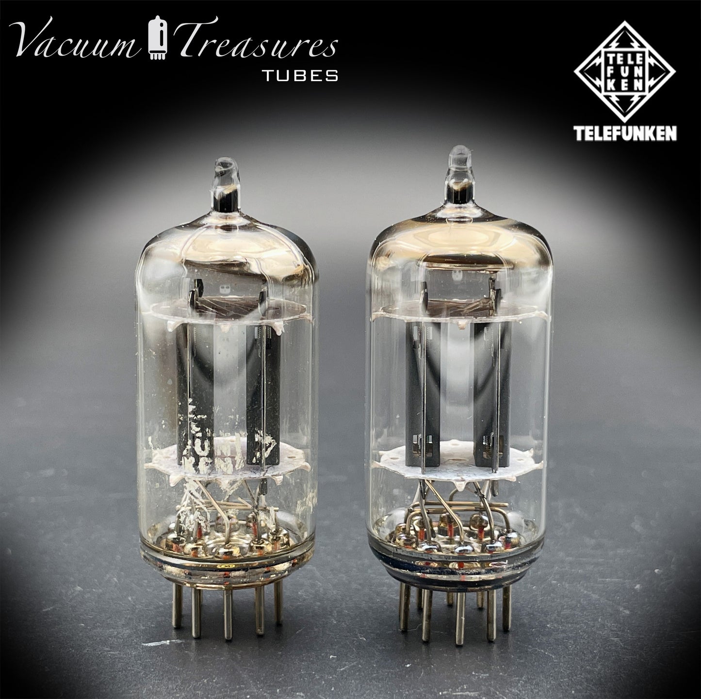 12AX7 ECC83 TELEFUNKEN Matched Pair Tubes – Smooth Plates Diamond Bottom Made in Western Germany