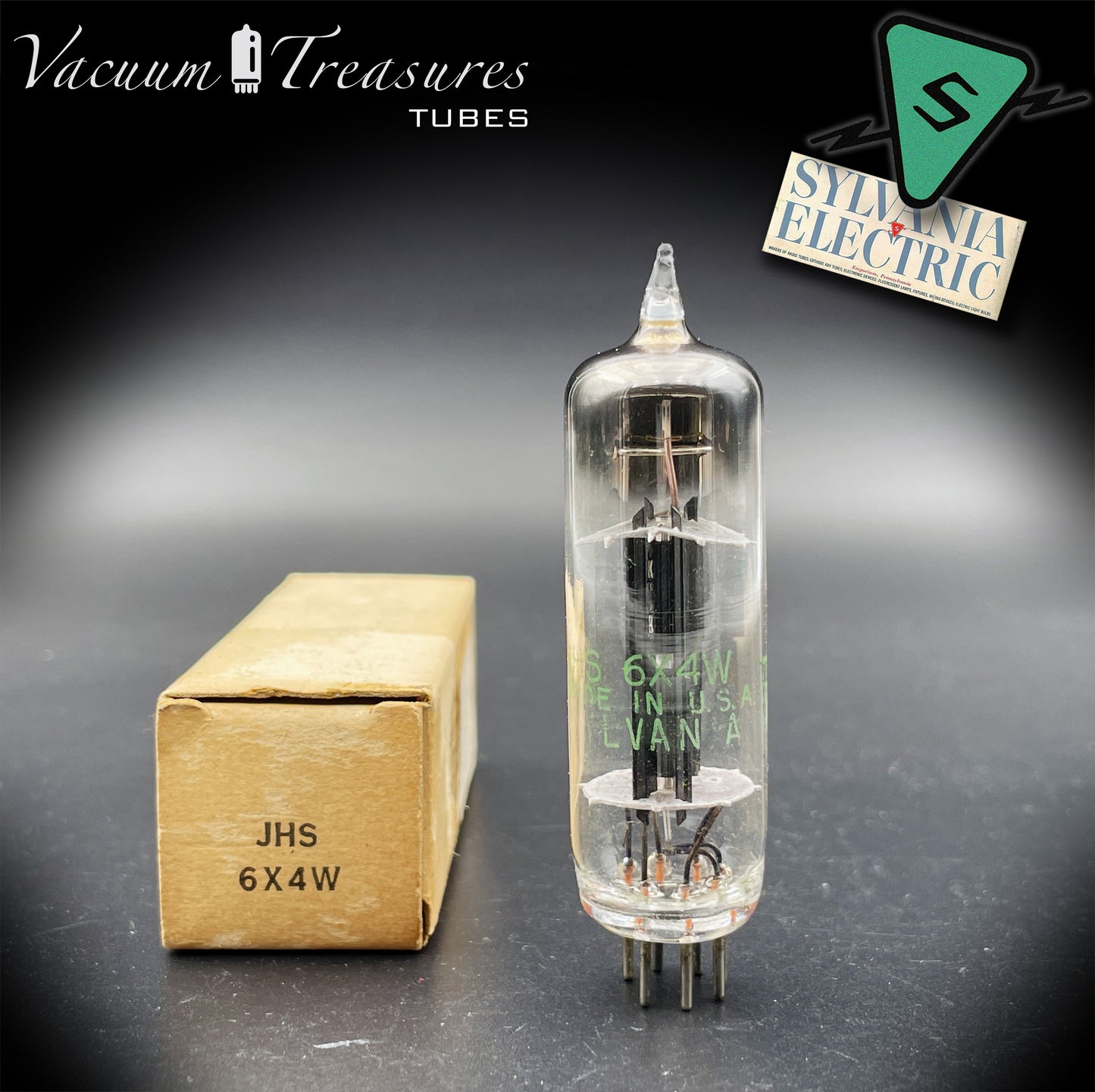 JHS 6X4W EZ90 NOS NIB SYLVANIA Tested Tube Black Plates Square Getter Made in USA '57