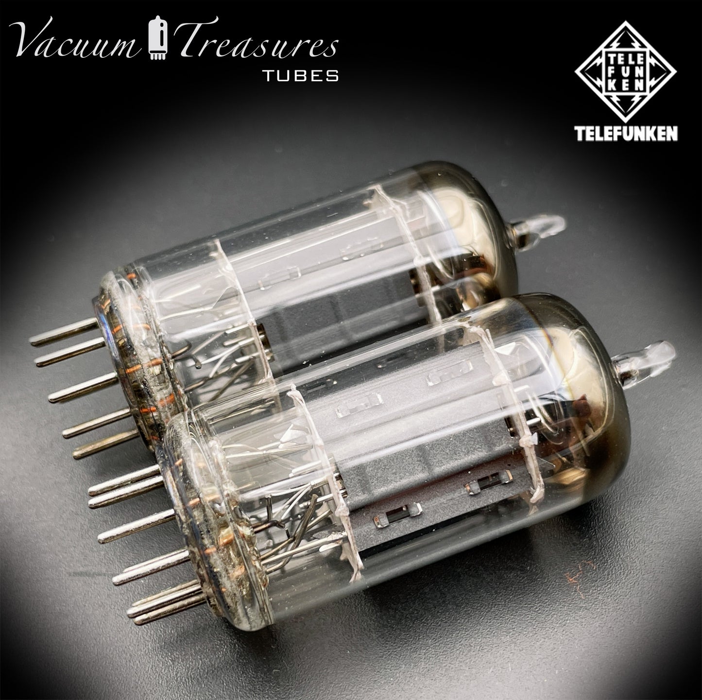 12AX7 ( ECC83 ) TELEFUNKEN Ribbed Plates Diamond <> Bottom Matched Tubes Made in Western Germany