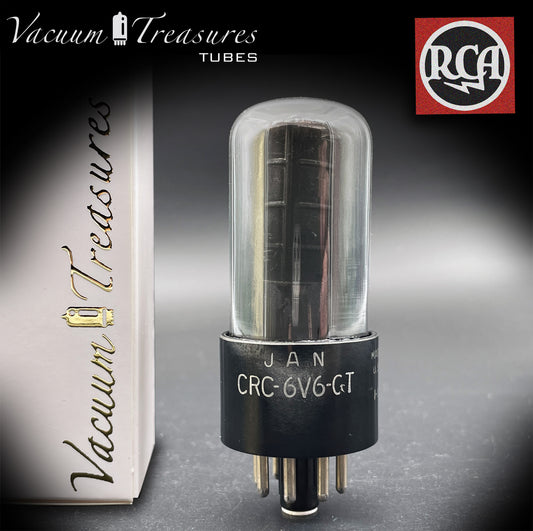 JAN CRC 6V6 GT ( VT 107-A ) RCA Black Glass DD Getter Military Quality Tested Tube Made in USA '51
