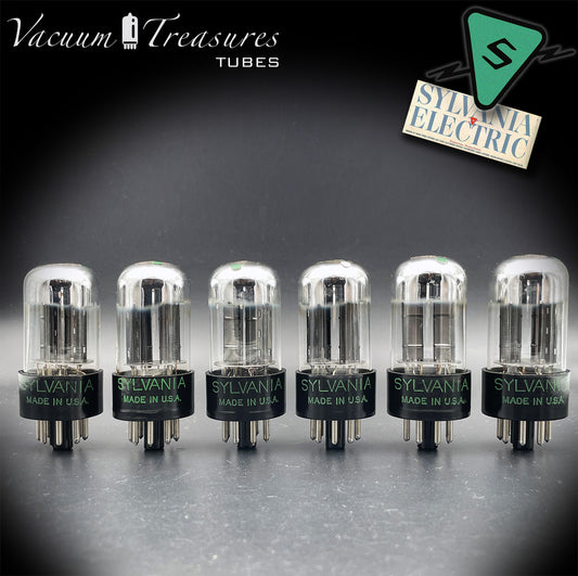 6SN7GTA NOS SYLVANIA Chrome Top Matched Sextet - Same Production Code - Low Noise & Microphonics - AMPLITREX Tested