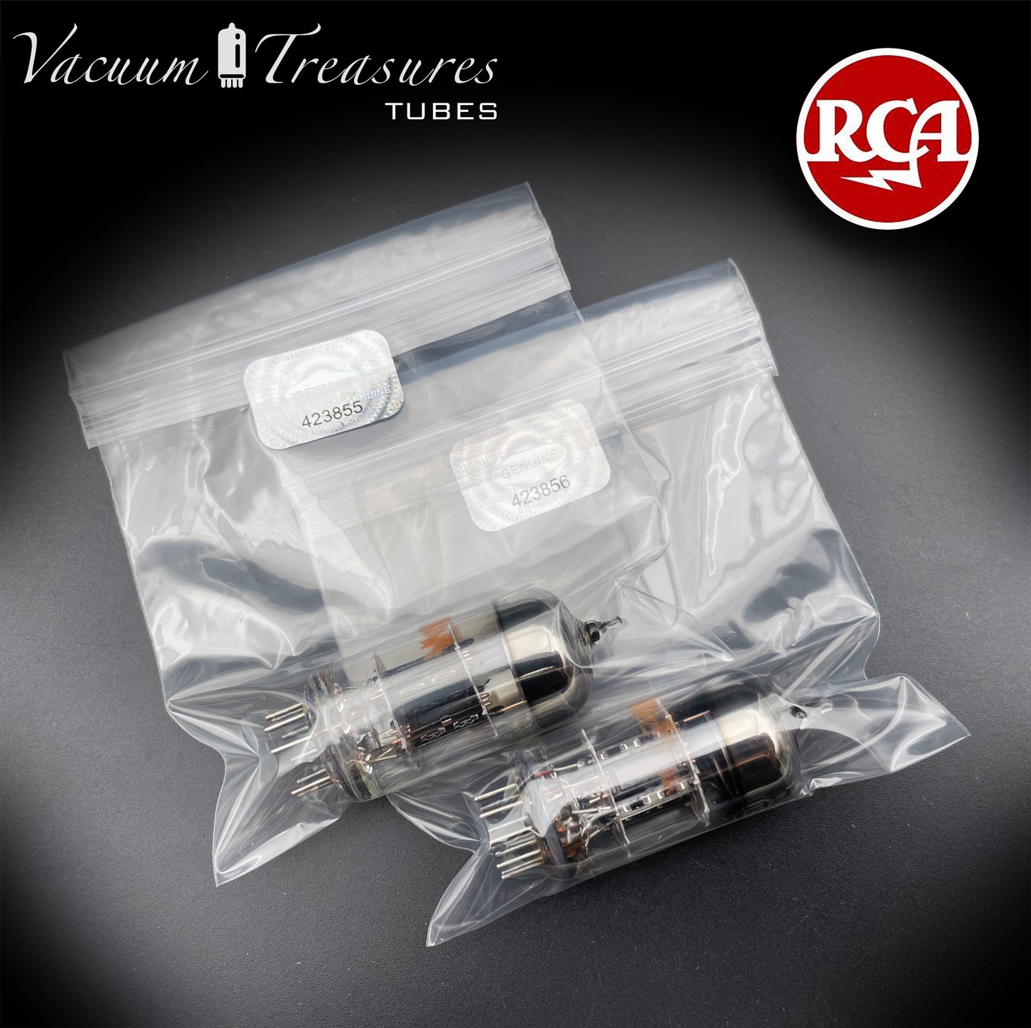 12AV7 RCA NOS NIB Black Plates Halo Getter Matched Pair Tubes Made in USA