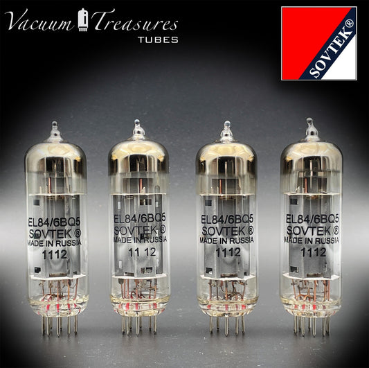 6BQ5 (EL84) SOVTEK O Getter Matched Quad Vacuum Tubes MADE IN RUSSIA