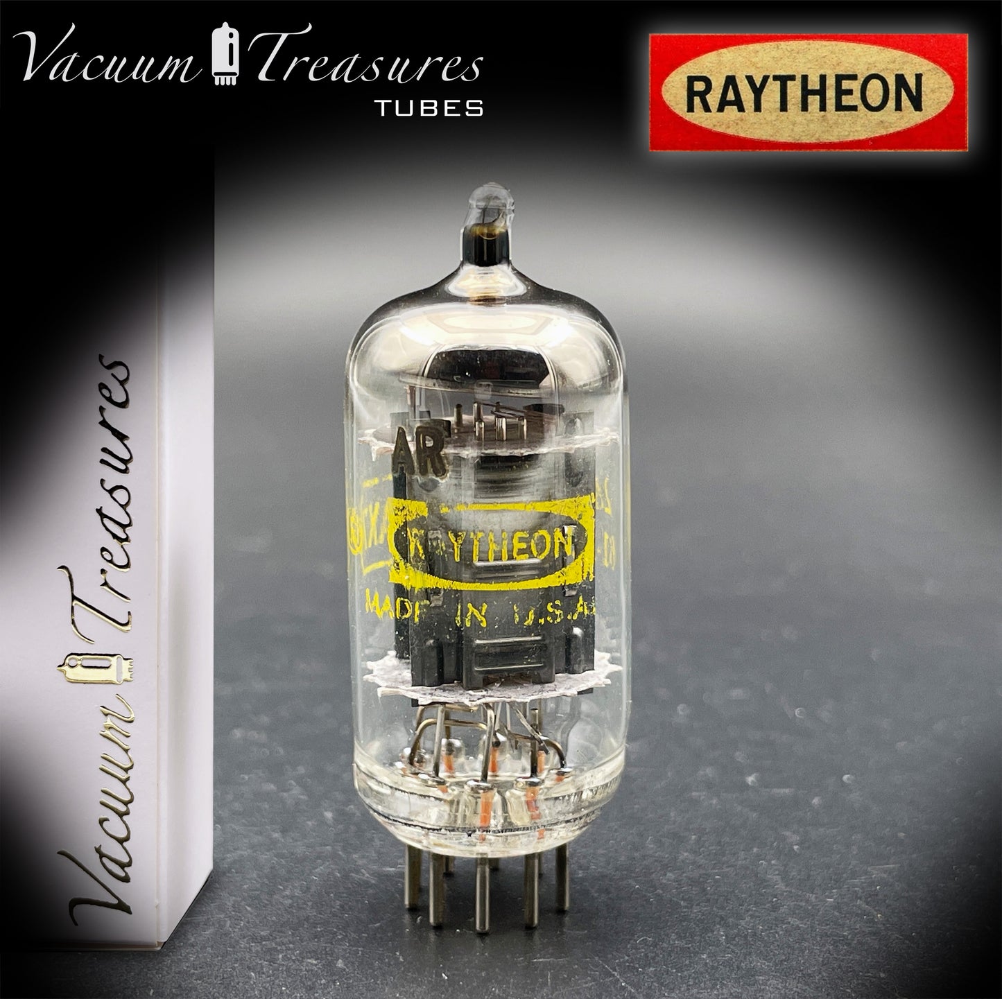 12AX7 / ECC83 NOS RAYTHEON Long Black Plates Tested Tube - Balanced - Made in USA '61