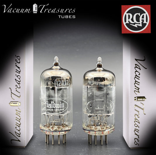 12AX7 ( ECC83 ) RCA for Baldwin Long Gray Plates Square Getter Matched Tubes MADE IN USA '59