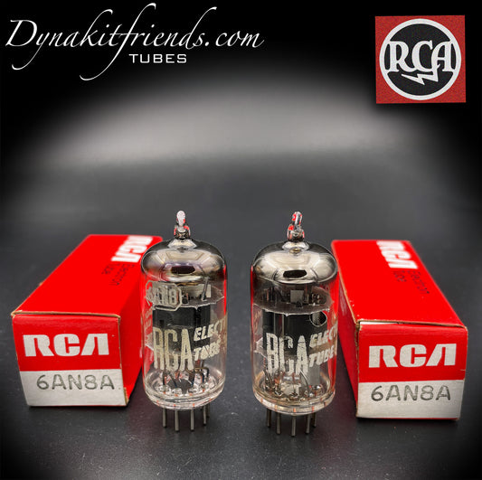 6AN8 RCA Black Plates Square Getter Matched Pair Tubes Made in USA '50s