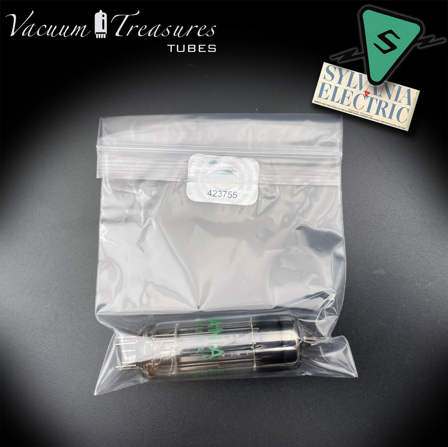 6X4 EZ90 NOS SYLVANIA Black Plates Halo Getter Tested Rectifier Tube USA 1952