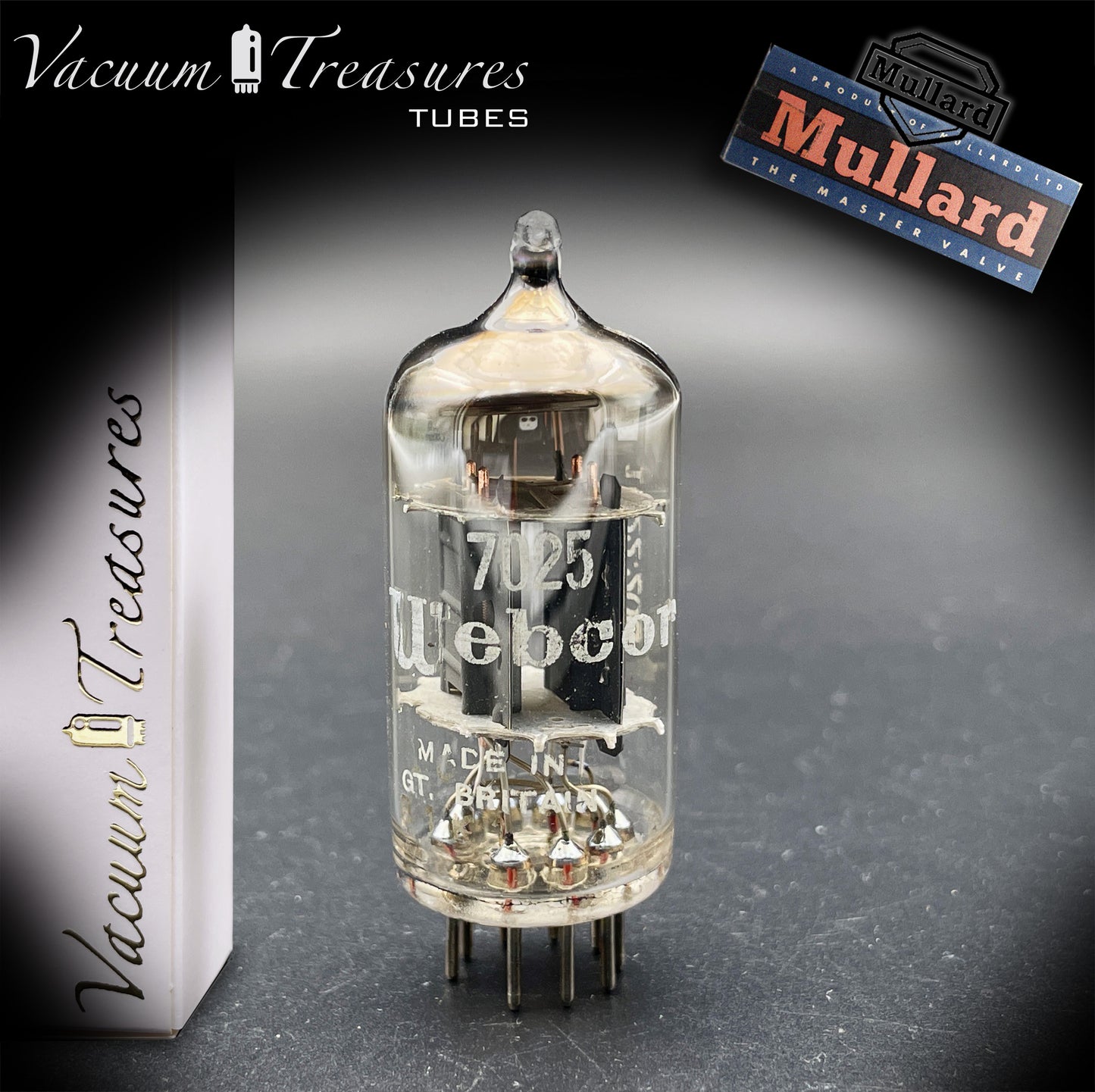 7025 12AX7 ECC83 MULLARD Blackburn Short Plates Halo Getter Tested Tube MADE IN GREAT BRITAIN '61