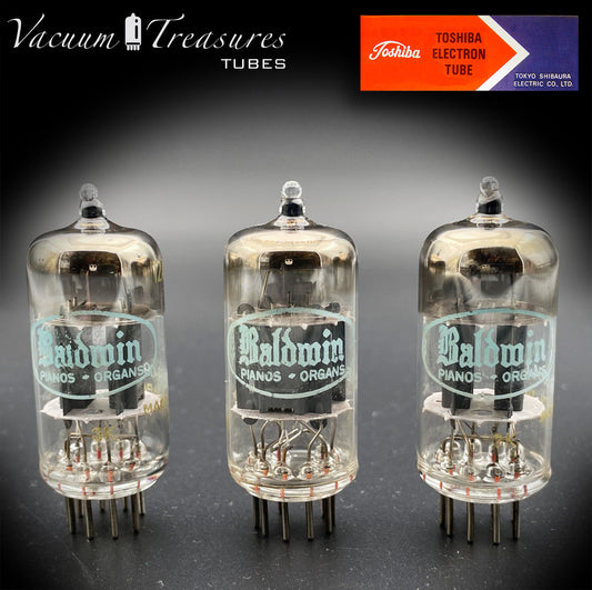 12AX7 ( ECC83 ) TOSHIBA labeled Baldwin Short Plate Halo Getter Matched Tubes Made in Japan