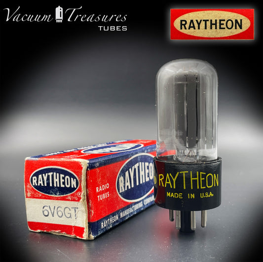 6V6 GT RAYTHEON NIB Schwarzes Glas [] Getter-getestete Röhre, hergestellt in den USA '46