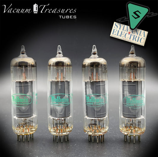 EL84 6BQ5 Baldwin/SYLVANIA Matched Quad Gray Plates Halo Getter Tubes Made in USA '55