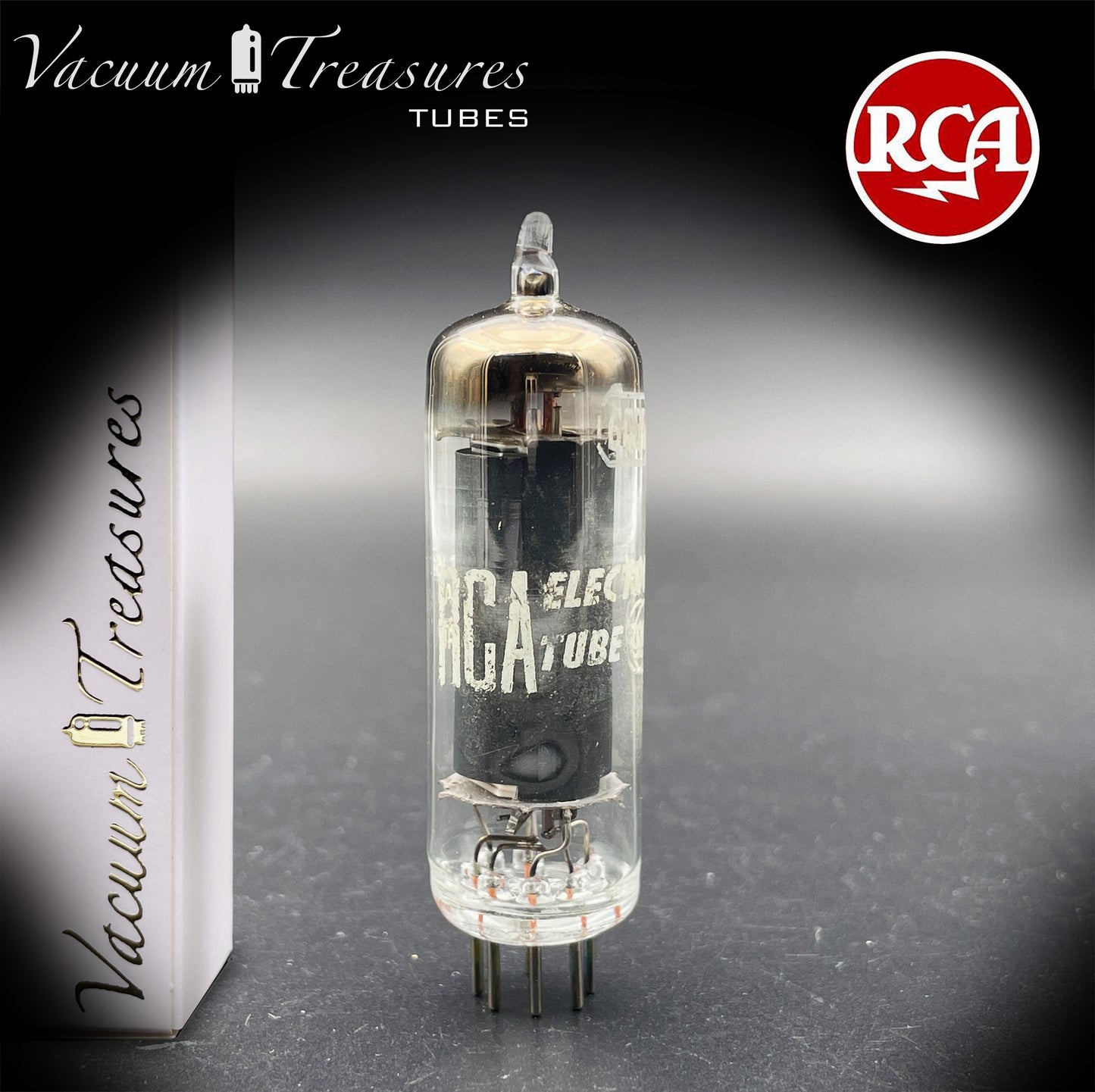 6AQ5 A (EL90) RCA Black Plate Square Getter Made in USA '57