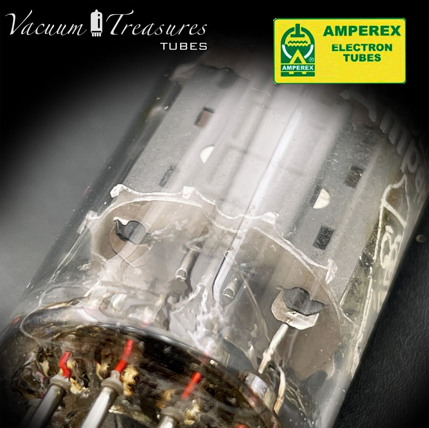 ECC82 ( 12AU7 ) CV491 NOS AMPEREX Bugle Boy plaque courte grand Halo Getter testé Tube de valve fabriqué en hollande