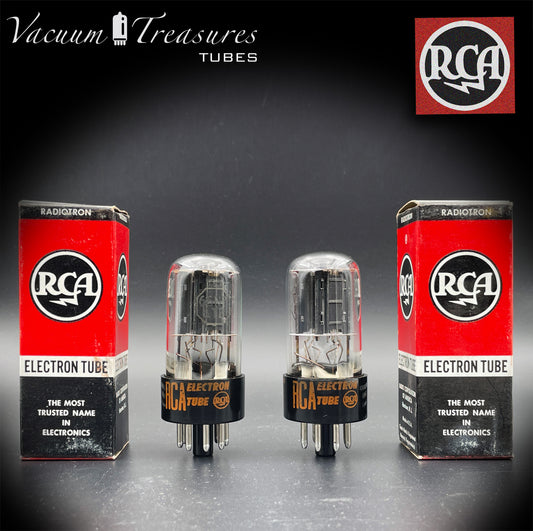 6SN7 GTB RCA Black Plates Square Getter Matched Tubes Made in USA