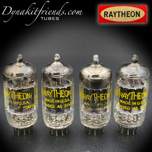 12AU7 (ECC82) RAYTHEON longues plaques noires carré Getter tubes assortis fabriqués aux États-Unis '58