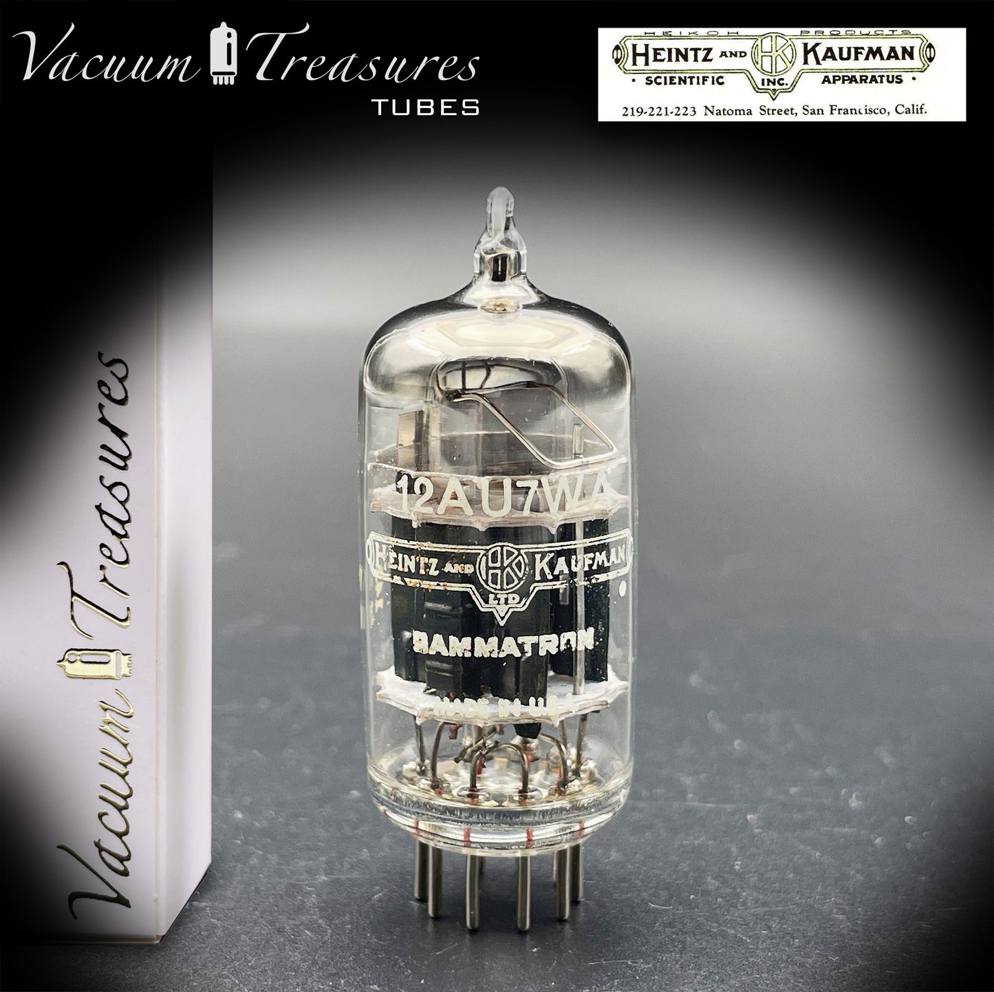 12AU7WA / CV4003 / 6189 Heinz &amp; Kauffman Triple Mica Black Plates Square Getter Made in USA