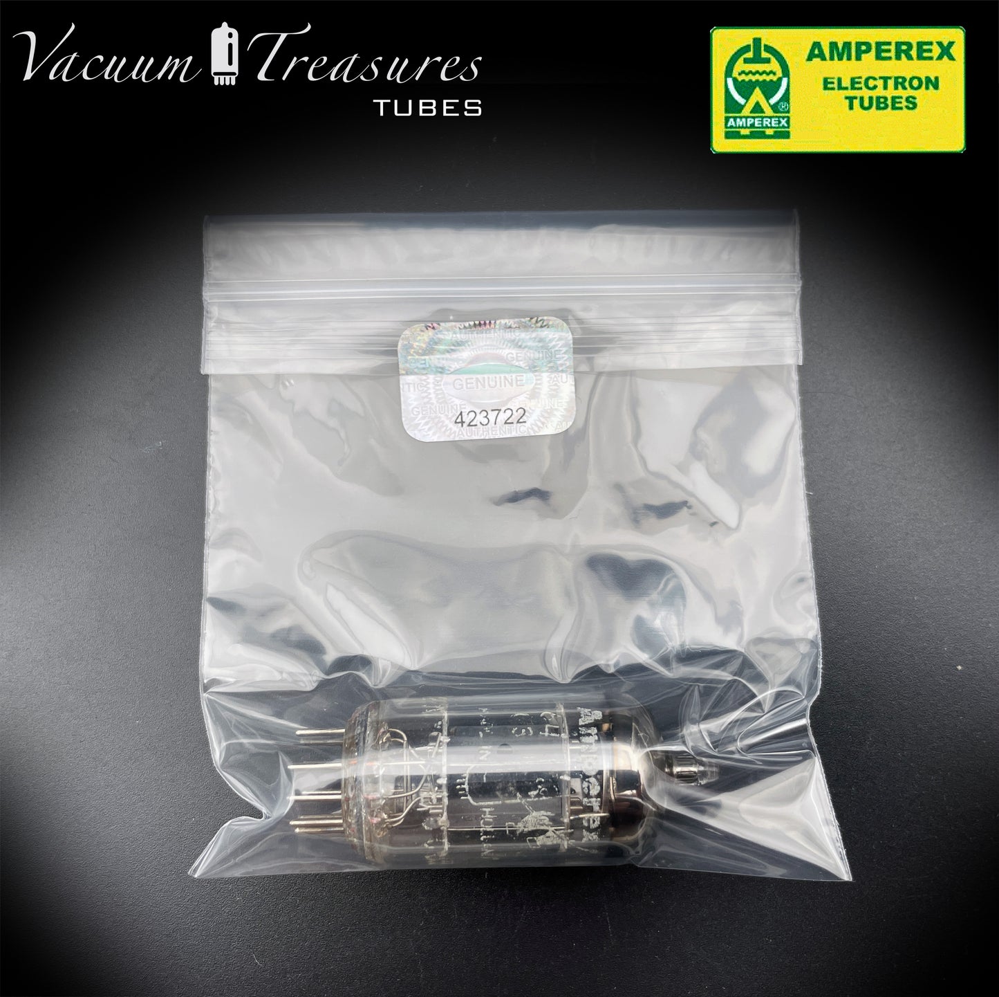 12AX7 ( ECC83 ) NOS AMPEREX Bugle Boy Short Plates Halo Getter Tested Tube MADE IN HOLLAND