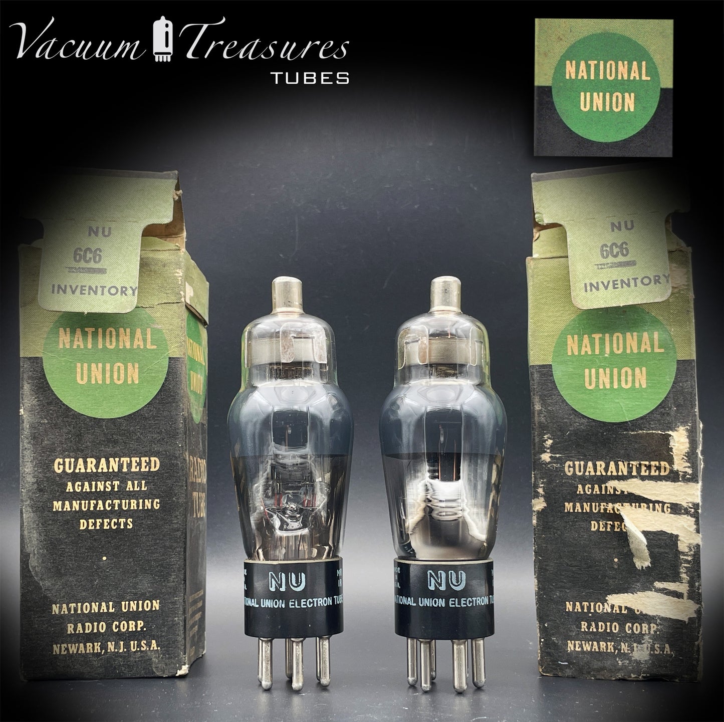 6C6 ( CK108 ) NU National Union NOS NIB Grafite Glass Matched Pair Tubes Made in USA