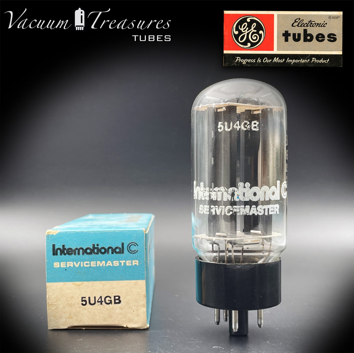 5U4 GB  5AS4A GE/International NOS NIB Gray Plates Side Square Getter Tested Tube Rectifier Made in USA