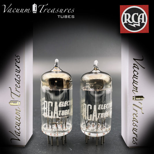12AX7 (ECC83) RCA NOS Placas largas negras [] Tubos combinados con captador inclinado HECHO EN EE. UU. '58
