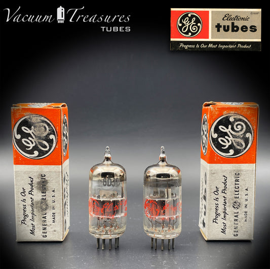 ECC88 ( 6DJ8 ) GE NOS NIB Halo Getter Matched Pair Tubes Made in USA '62