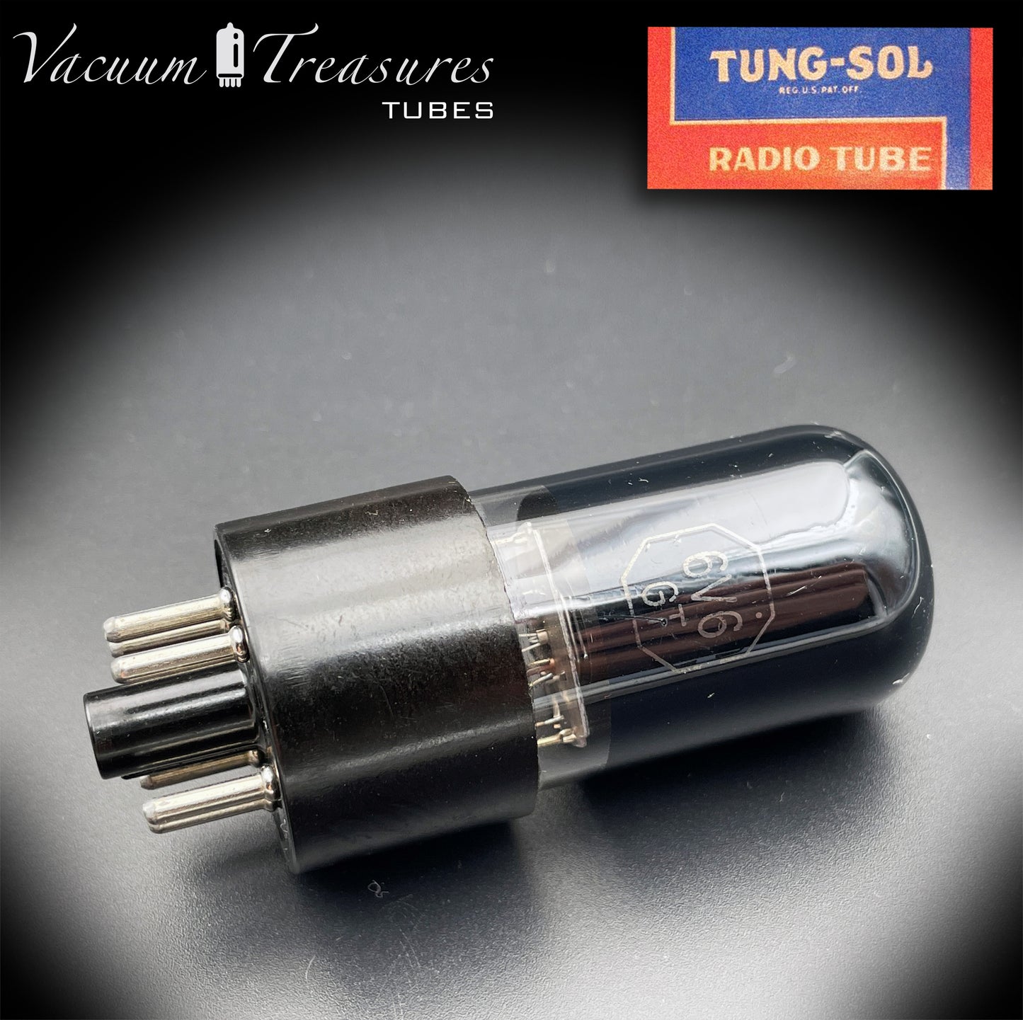 6V6 GT TUNG-SOL Vidrio negro [] Tubo probado Getter HECHO EN EE. UU. '51