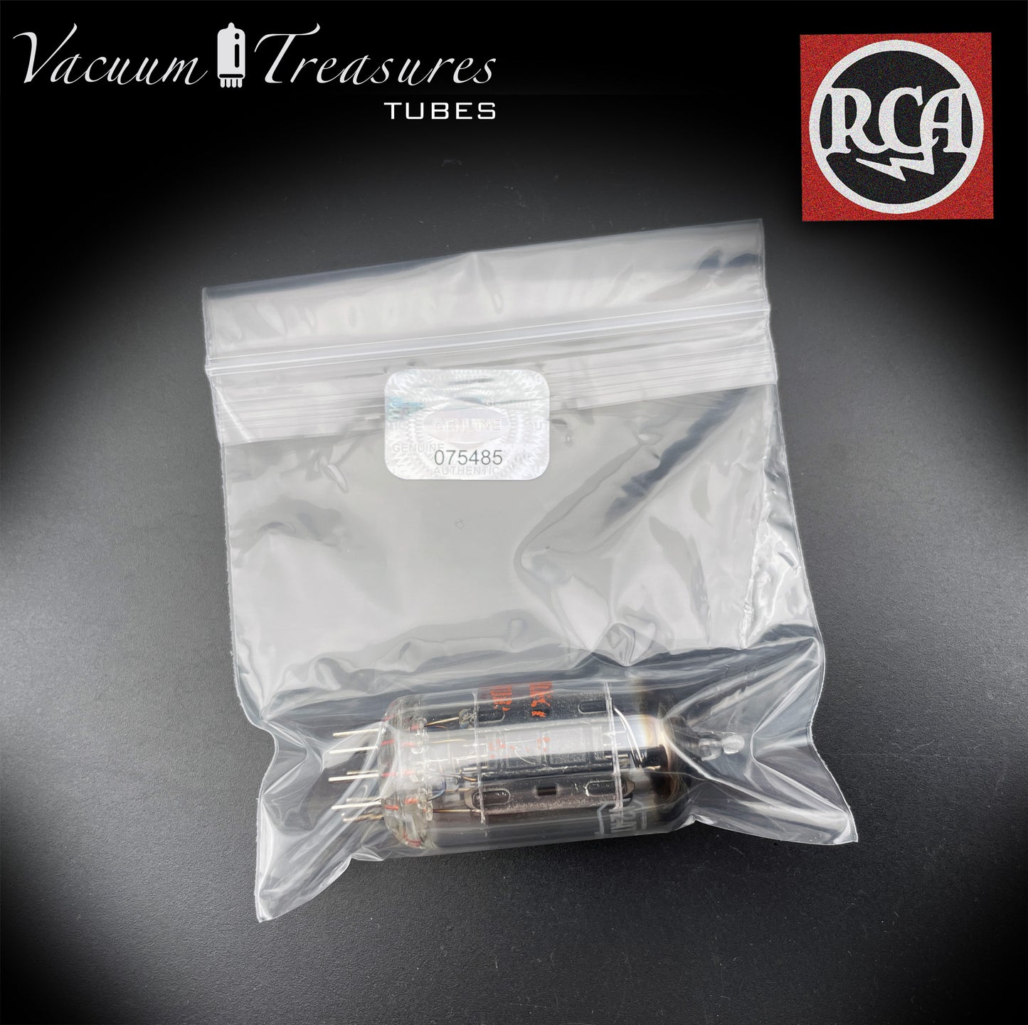 12AX7 / ECC83 RCA Long Black Plates Square Tilt getter - Balanced - Low Noise & Mic - Made in USA '58