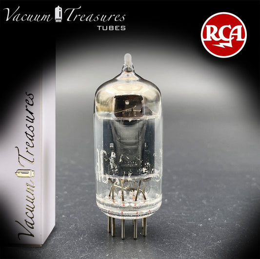 12AX7 ECC83 NOS RCA Long Black Plates Square Getter Tested Tube USA 1950s