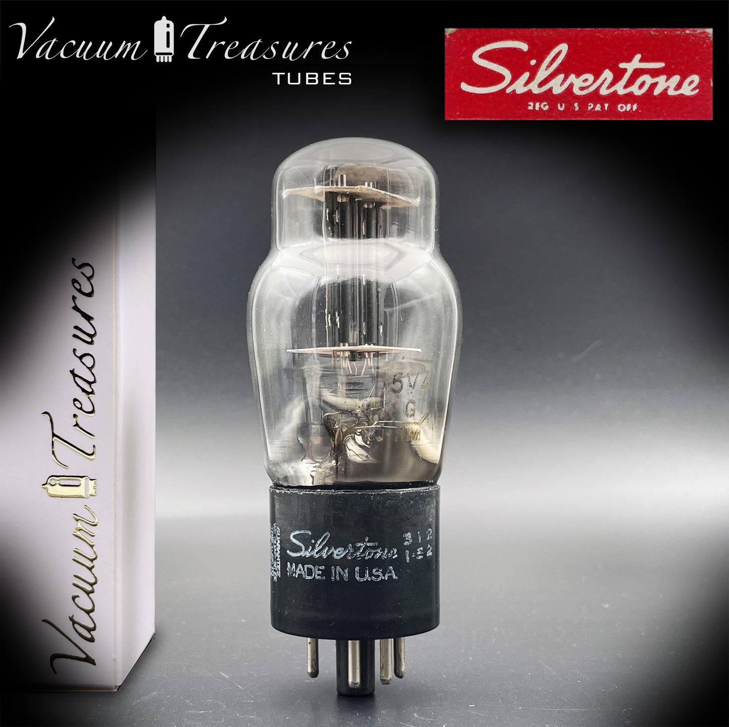 5V4G GZ32 SILVERTONE ST Shape Black Plates Bottom Square Getter Tested Tube Made in USA '51