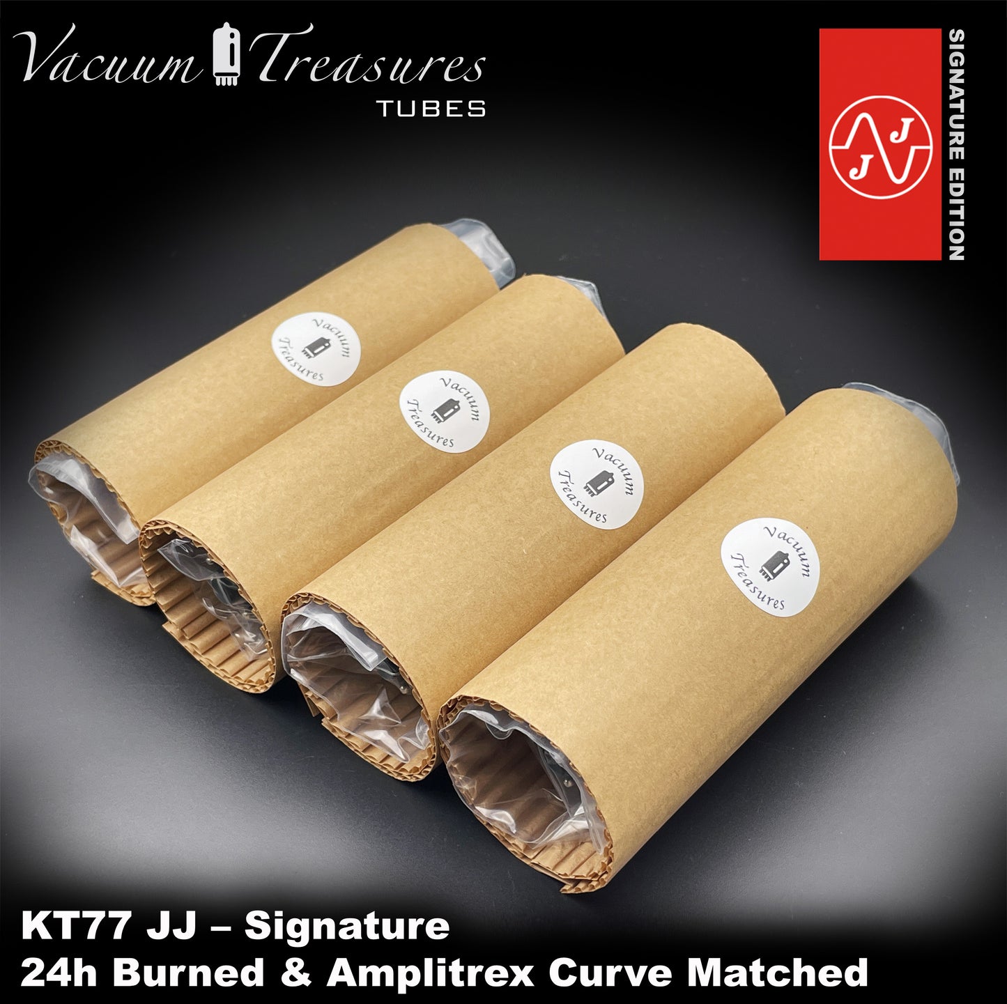 💎 KT77 EL34 JJ Signature Matched Quad - NEW - 24h Burn-in - Amplitrex Curve Tested Tubes