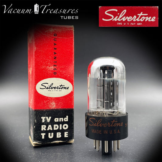 6SN7GTB NOS NIB Silvertone by SYLVANIA CHROME TOP Tested Tube Black Plates USA